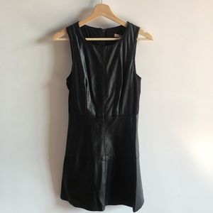 NWT Forever 21 Faux Leather Skater Black Dress